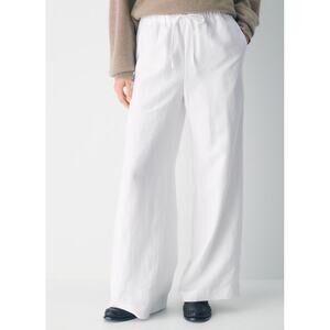 Aritzia Wilfred The Lodge High-Rise Relaxed Wide-Leg White Linen Pants Size XL